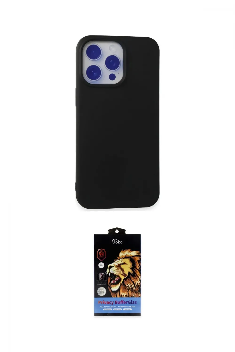 ieg™ iPhone 15 Pro Max Kılıf Ahenk Serisi - Siyah Buffer Hayalet Cam Ekran Koruyucu