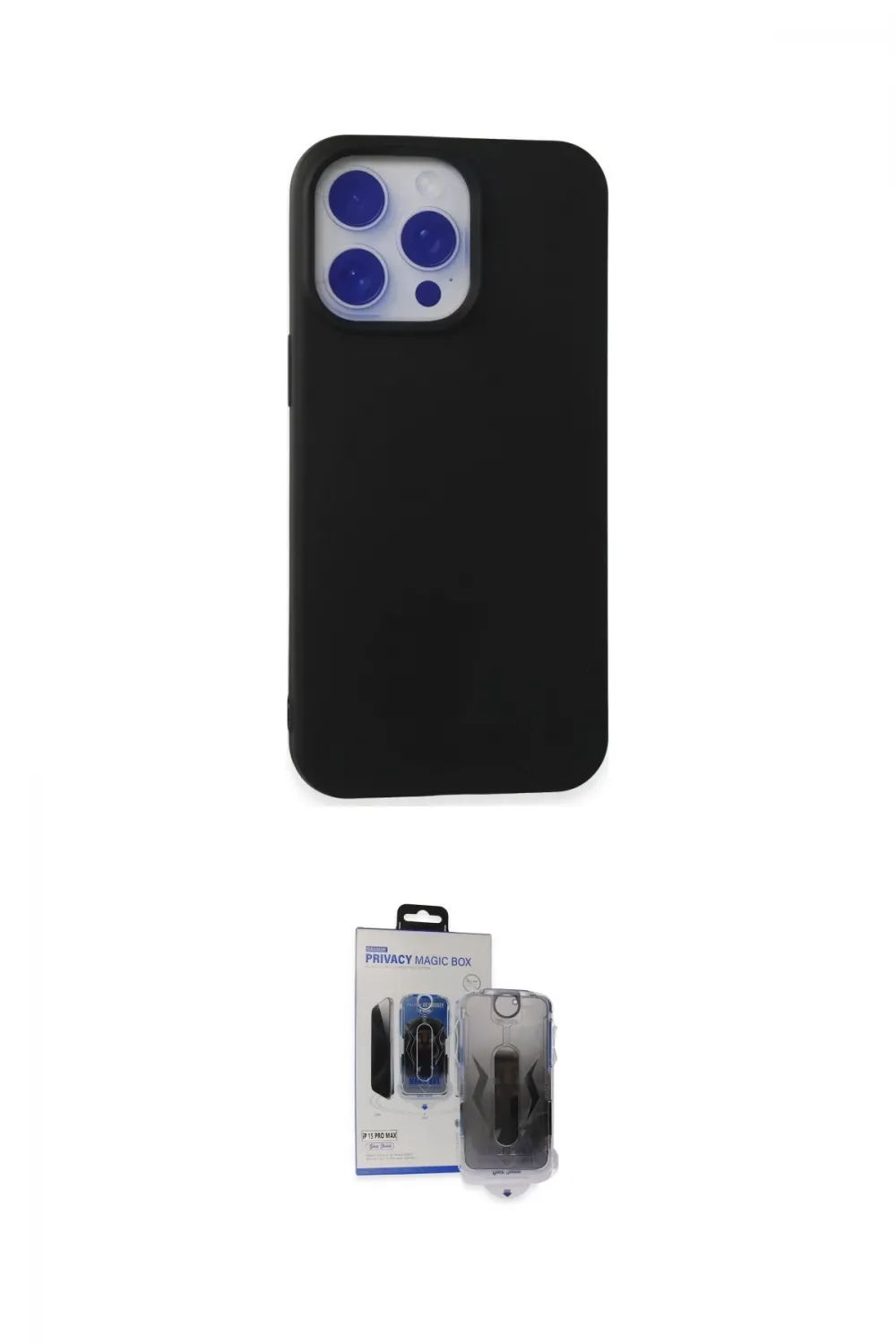 ieg™ iPhone 15 Pro Max Kılıf Ahenk Serisi - Siyah Vanessa Magic Hayalet Cam