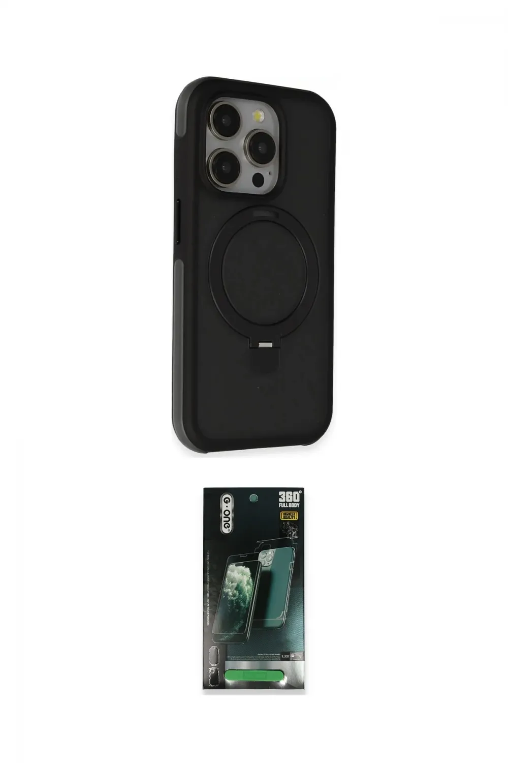 ieg™ iPhone 15 Pro Max Kılıf Ahenk Yansıma Özel Seri - Şeffaf 360 Full Body Arka Koruyucu