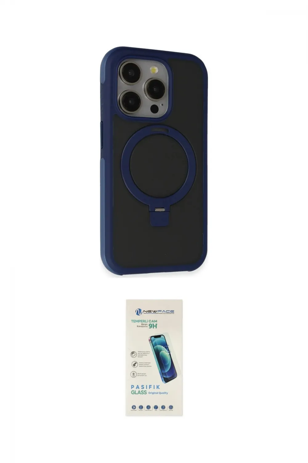 ieg™ iPhone 15 Pro Max Kılıf Ahenk Yansıma Özel Seri - Şeffaf Pasifik Cam Ekran Koruyucu