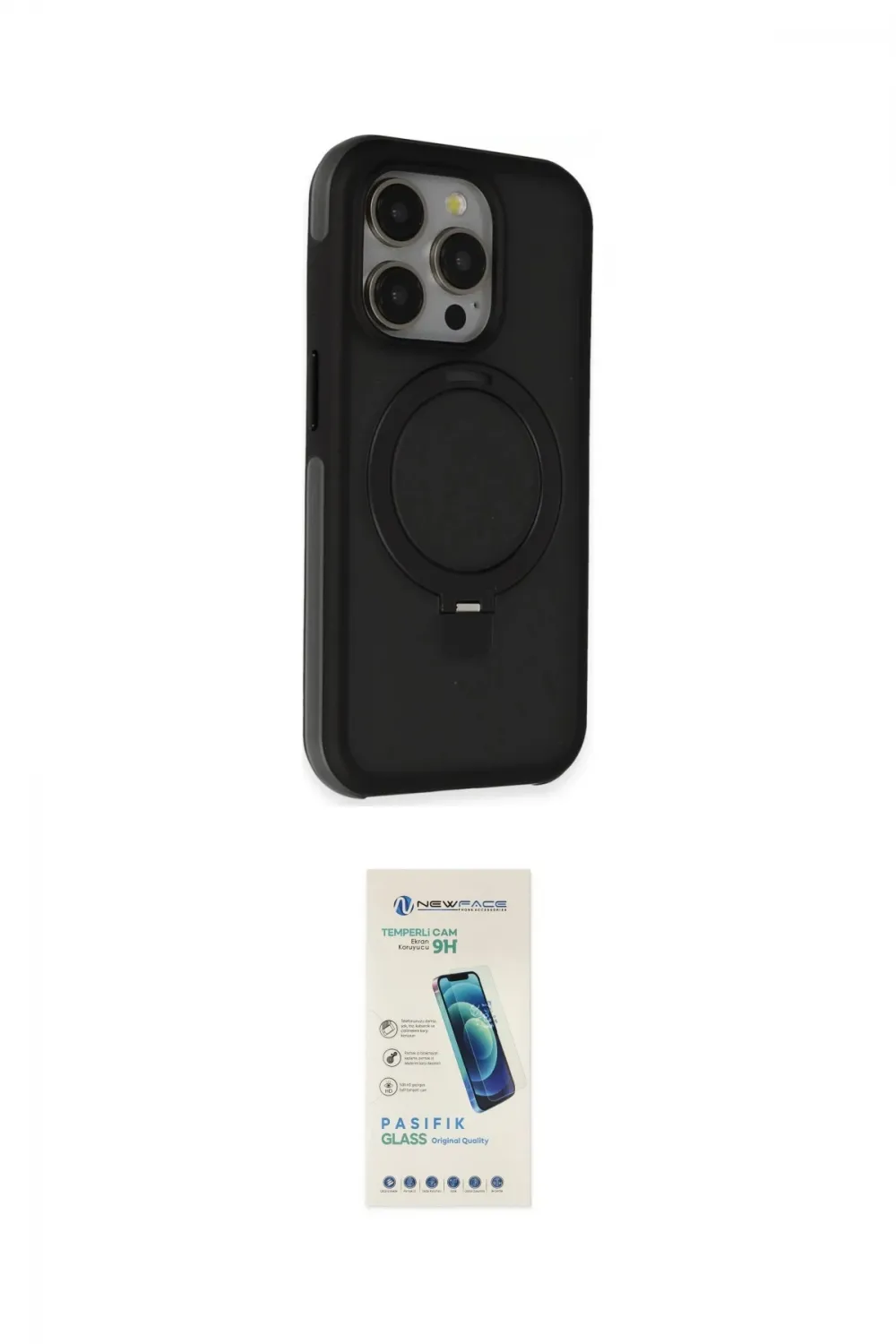 ieg™ iPhone 15 Pro Max Kılıf Ahenk Yansıma Özel Seri - Şeffaf Pasifik Cam Ekran Koruyucu
