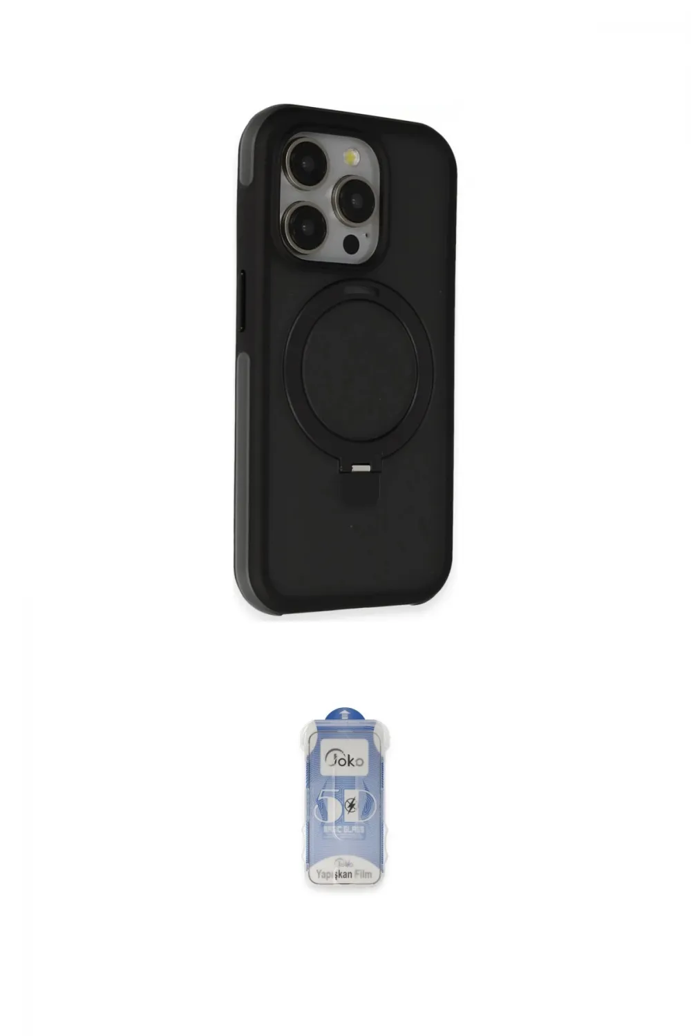 ieg™ iPhone 15 Pro Max Kılıf Ahenk Yansıma Özel Seri - Siyah Joko Magic 5D Cam