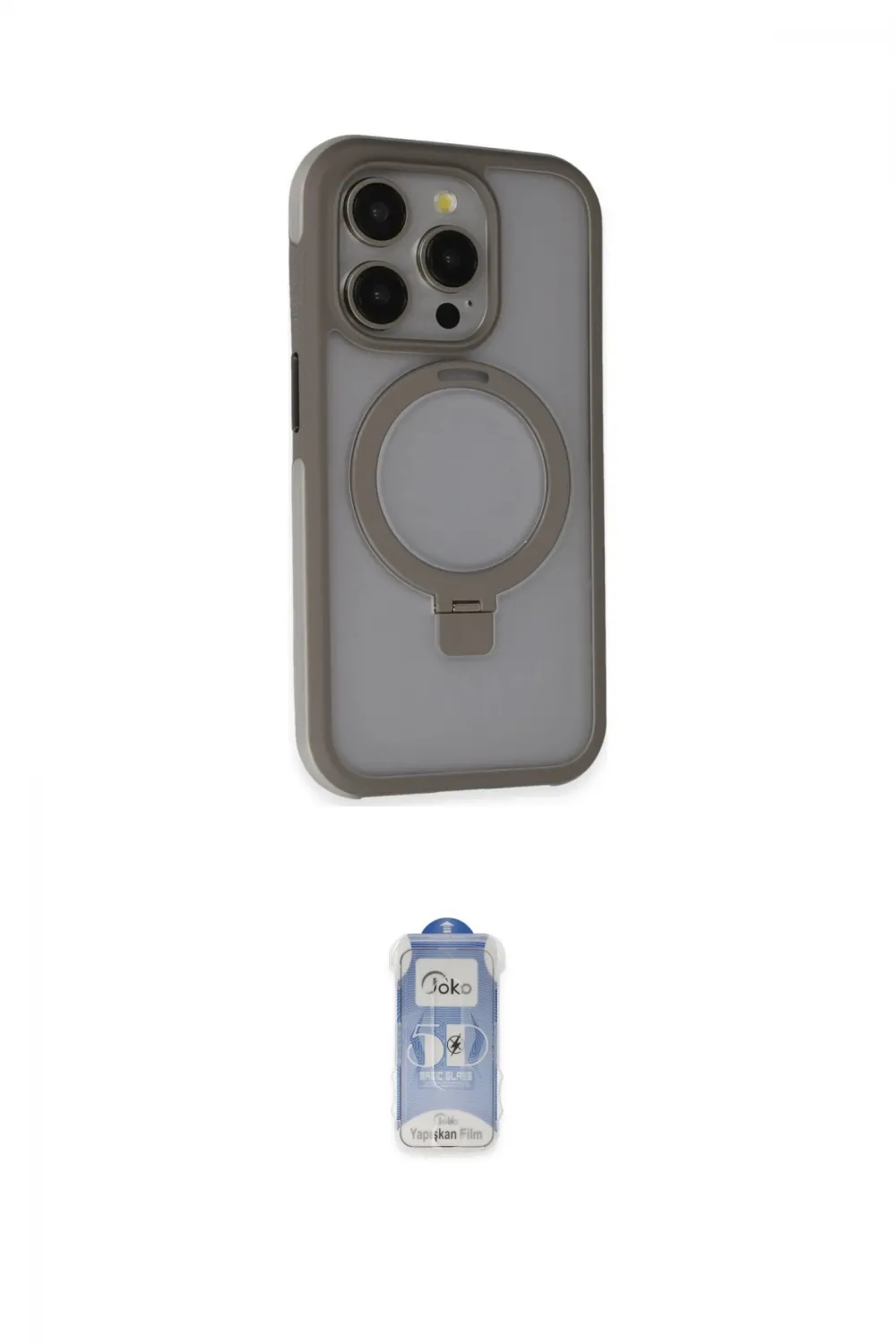 ieg™ iPhone 15 Pro Max Kılıf Ahenk Yansıma Özel Seri - Siyah Joko Magic 5D Cam