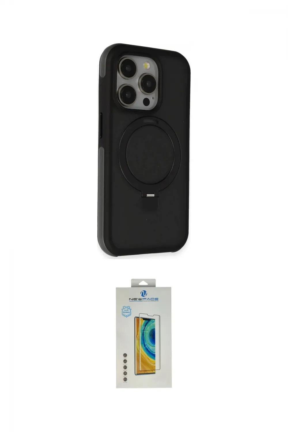 ieg™ iPhone 15 Pro Max Kılıf Ahenk Yansıma Özel Seri - Siyah Polymer Nano Ekran Koruyucu
