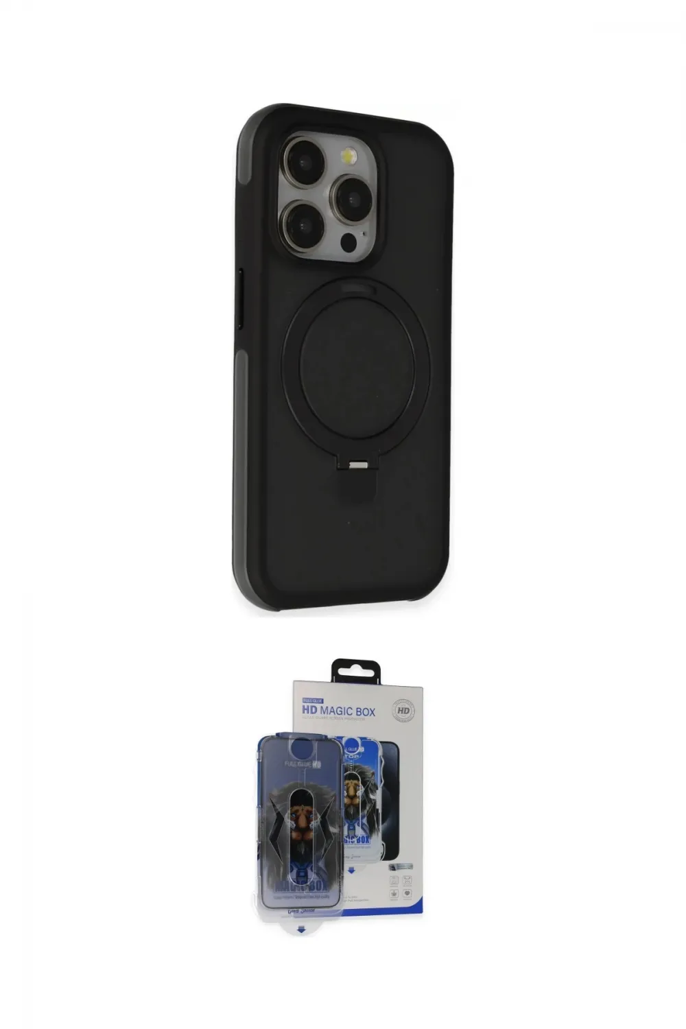 ieg™ iPhone 15 Pro Max Kılıf Ahenk Yansıma Özel Seri - Siyah Vanessa Magic Cam