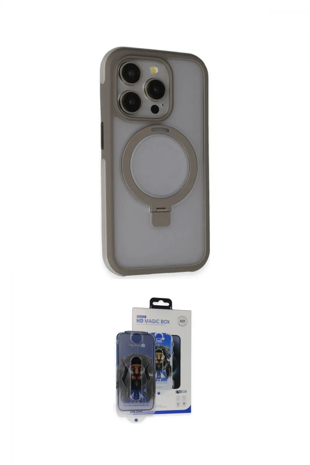 ieg™ iPhone 15 Pro Max Kılıf Ahenk Yansıma Özel Seri - Siyah Vanessa Magic Cam