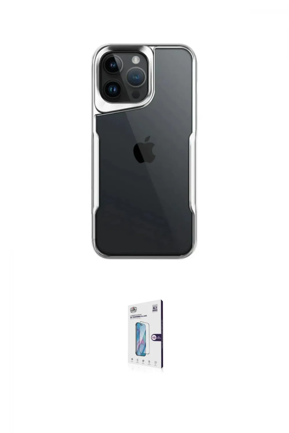 ieg™ iPhone 15 Pro Max Kılıf Akış Çizgi Koleksiyonu - Siyah Bilvis 0.18mm Plus Cam Ekran Koruyucu