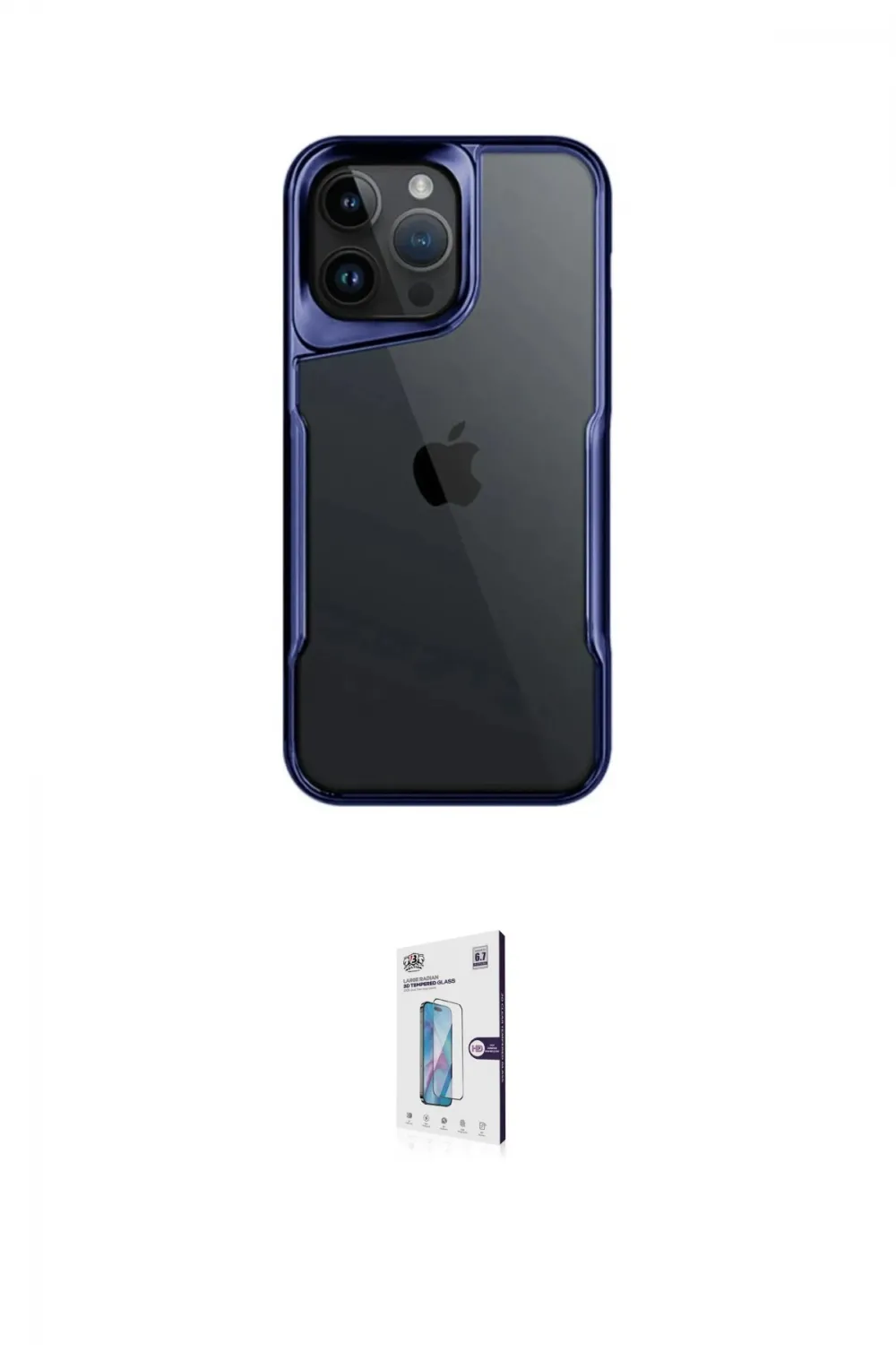 ieg™ iPhone 15 Pro Max Kılıf Akış Çizgi Koleksiyonu - Siyah Bilvis 0.18mm Plus Cam Ekran Koruyucu