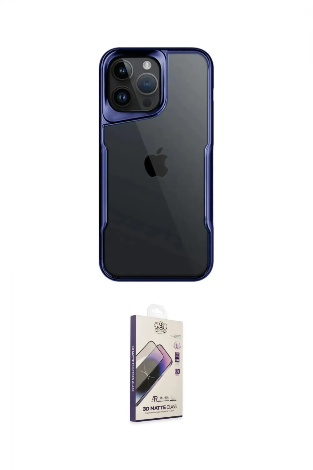 ieg™ iPhone 15 Pro Max Kılıf Akış Çizgi Koleksiyonu - Siyah Bilvis 3D Mat Cam Ekran Koruyucu