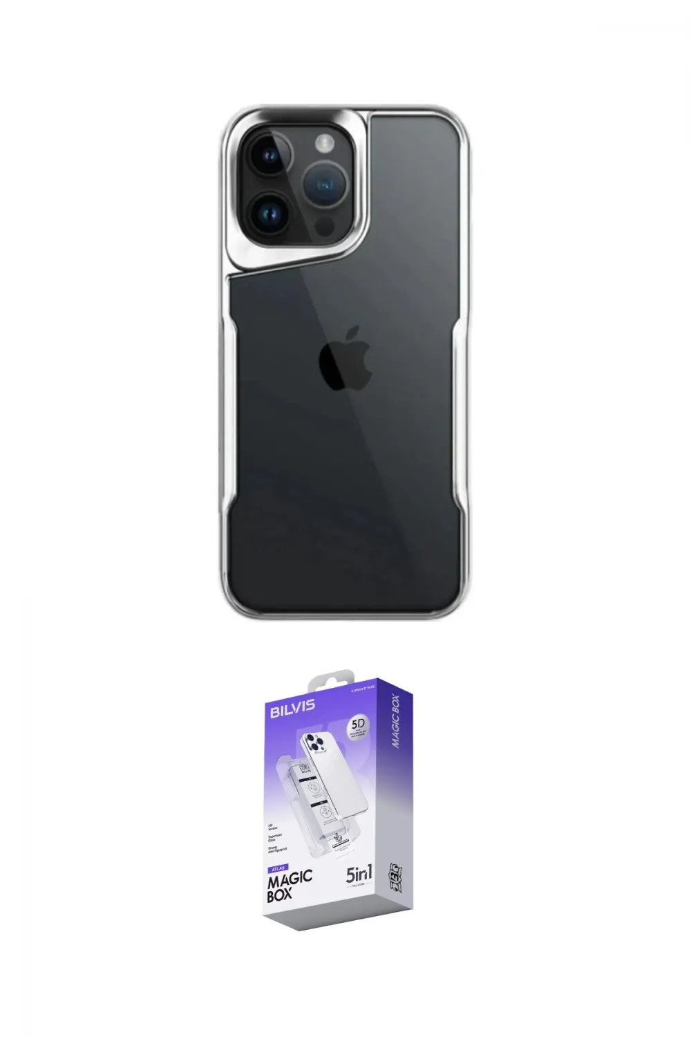 ieg™ iPhone 15 Pro Max Kılıf Akış Çizgi Koleksiyonu - Siyah Bilvis 5in1 3D Magic Cam Ekran Koruyucu