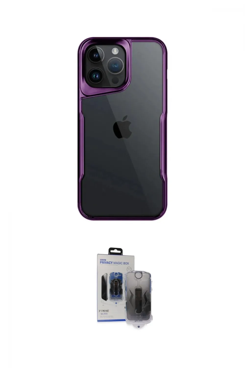 ieg™ iPhone 15 Pro Max Kılıf Akış Çizgi Koleksiyonu - Siyah Vanessa Magic Hayalet Cam