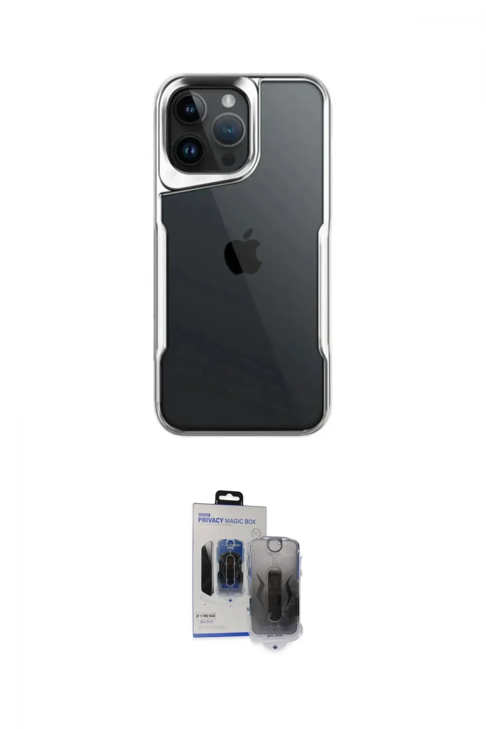 ieg™ iPhone 15 Pro Max Kılıf Akış Çizgi Koleksiyonu - Siyah Vanessa Magic Hayalet Cam