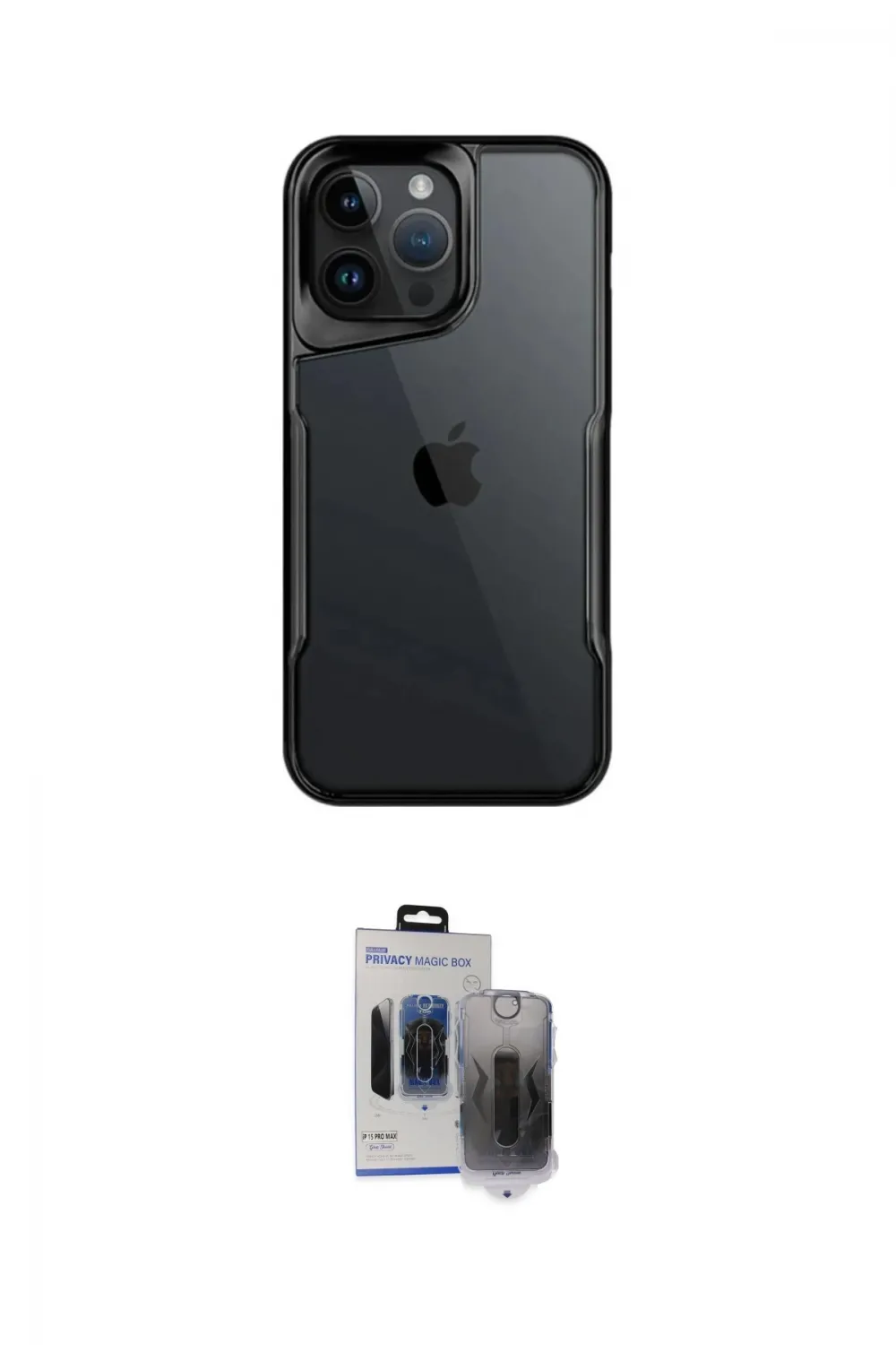 ieg™ iPhone 15 Pro Max Kılıf Akış Çizgi Koleksiyonu - Siyah Vanessa Magic Hayalet Cam
