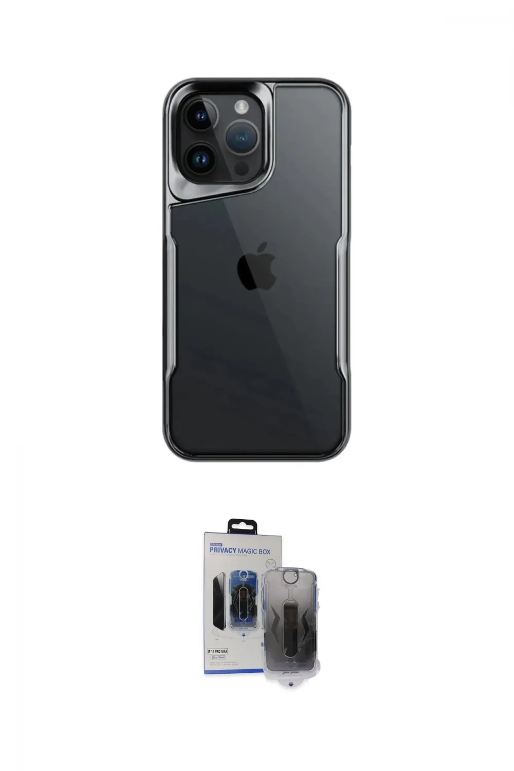 ieg™ iPhone 15 Pro Max Kılıf Akış Çizgi Koleksiyonu - Siyah Vanessa Magic Hayalet Cam