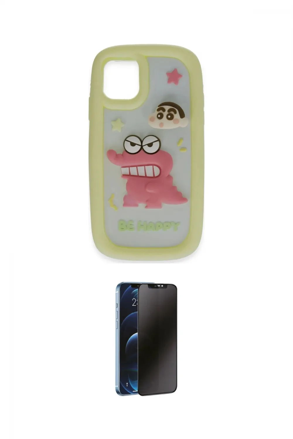 ieg™ iPhone 15 Pro Max Kılıf Akış Yansıma - Siyah 3D Antistatik Hayalet Cam Ekran Koruyucu