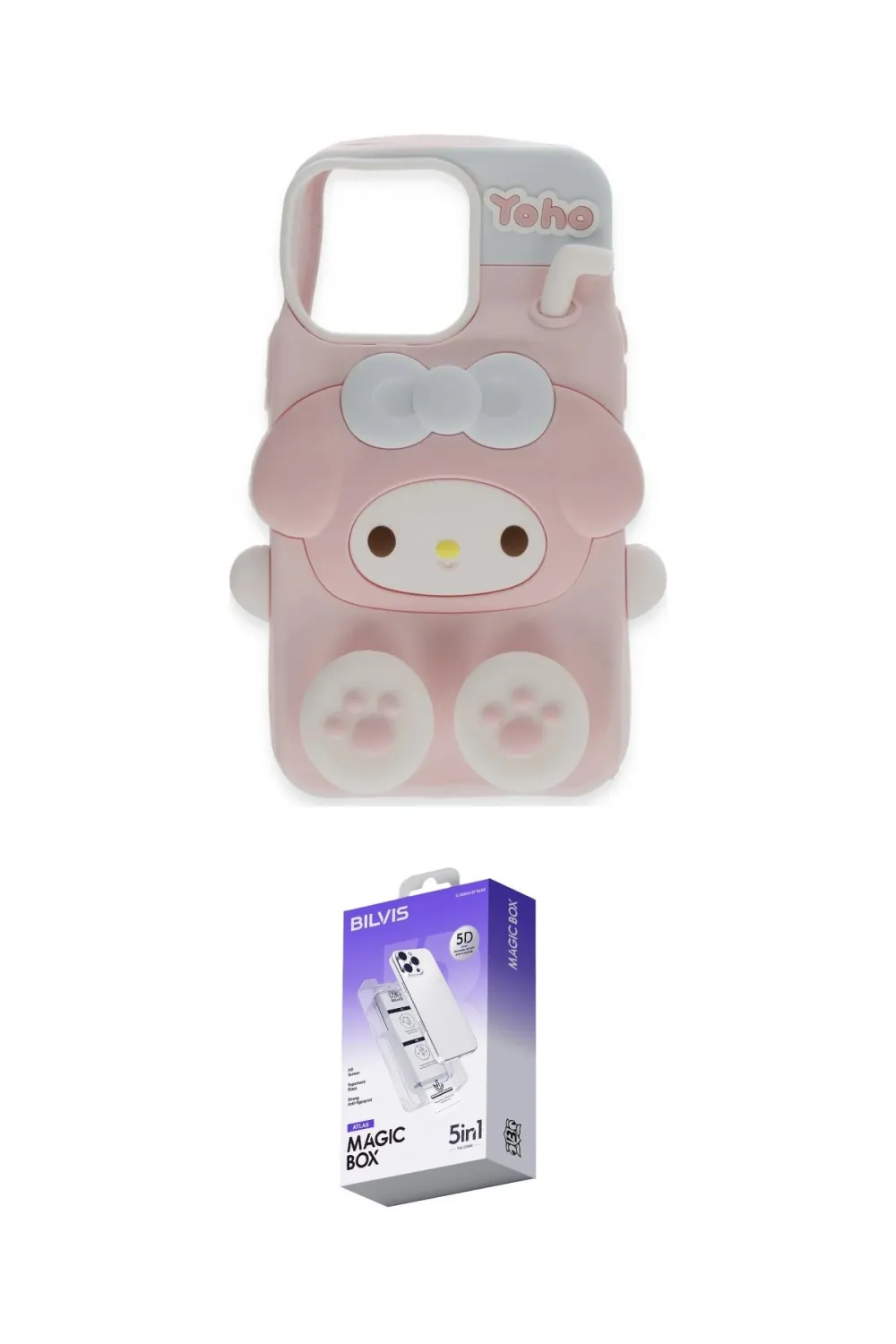 ieg™ iPhone 15 Pro Max Kılıf Akış Yansıma - Siyah Bilvis 5in1 3D Magic Cam Ekran Koruyucu