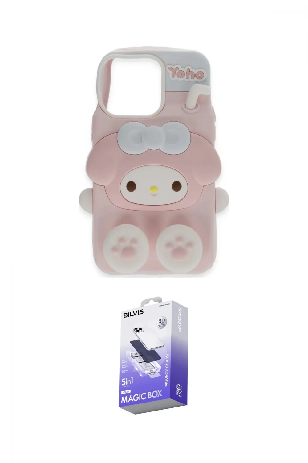 ieg™ iPhone 15 Pro Max Kılıf Akış Yansıma - Siyah Bilvis 5in1 5D Magic Hayalet Cam Ekran Koruyucu