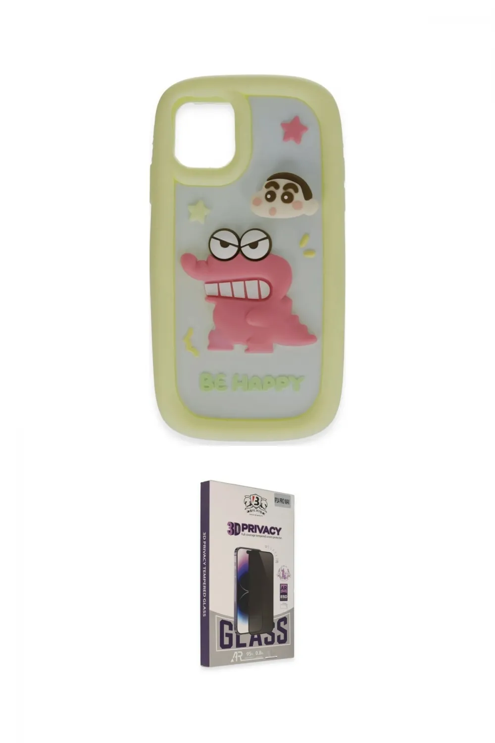 ieg™ iPhone 15 Pro Max Kılıf Akış Yansıma - Siyah Bilvis Hayalet Cam Ekran Koruyucu