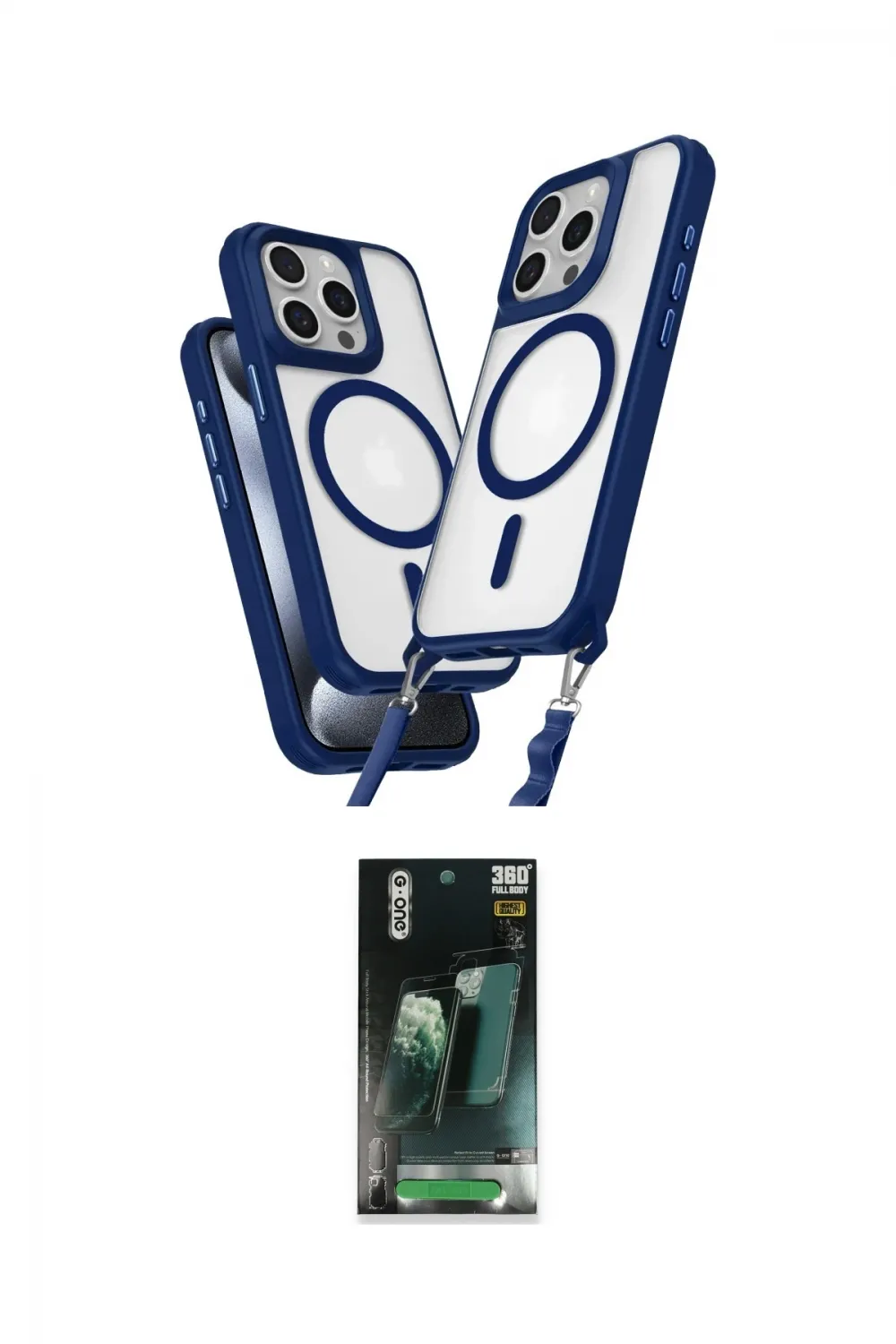 ieg™ iPhone 15 Pro Max Kılıf Atlas Doku Koleksiyonu - Şeffaf 360 Full Body Arka Koruyucu