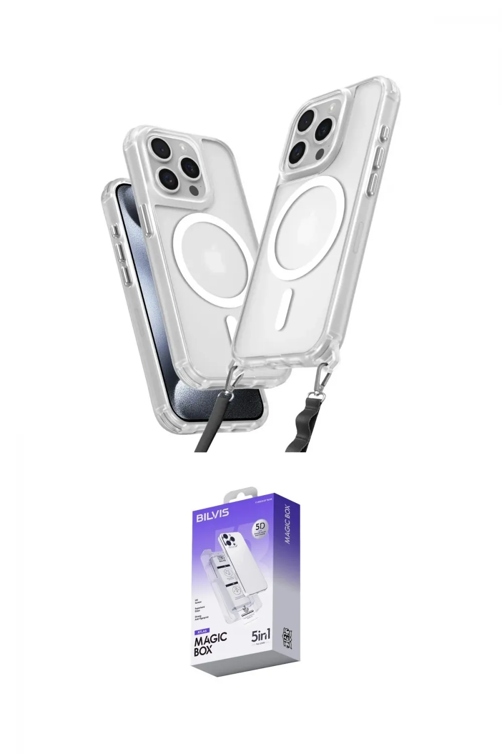 ieg™ iPhone 15 Pro Max Kılıf Atlas Doku Koleksiyonu - Siyah Bilvis 5in1 3D Magic Cam Ekran Koruyucu