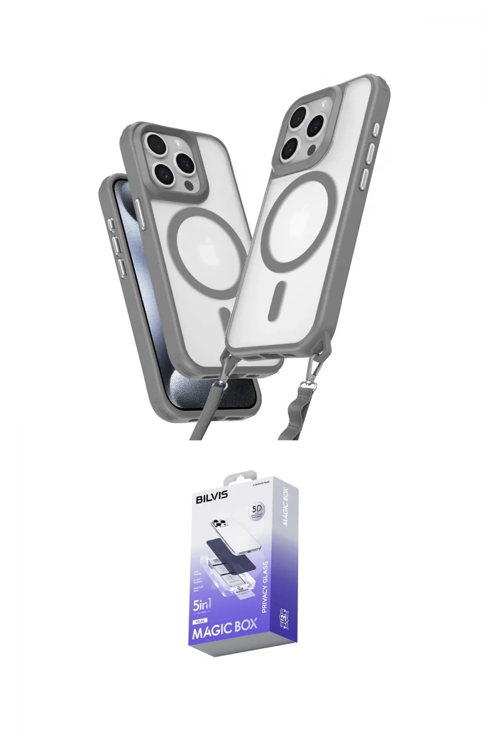 ieg™ iPhone 15 Pro Max Kılıf Atlas Doku Koleksiyonu - Siyah Bilvis 5in1 5D Magic Hayalet Cam Ekran Koruyucu