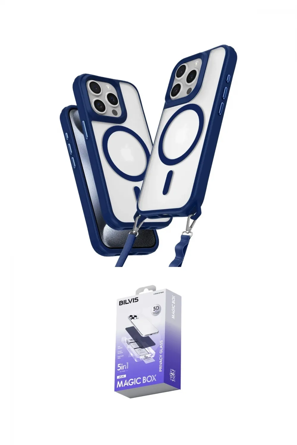 ieg™ iPhone 15 Pro Max Kılıf Atlas Doku Koleksiyonu - Siyah Bilvis 5in1 5D Magic Hayalet Cam Ekran Koruyucu