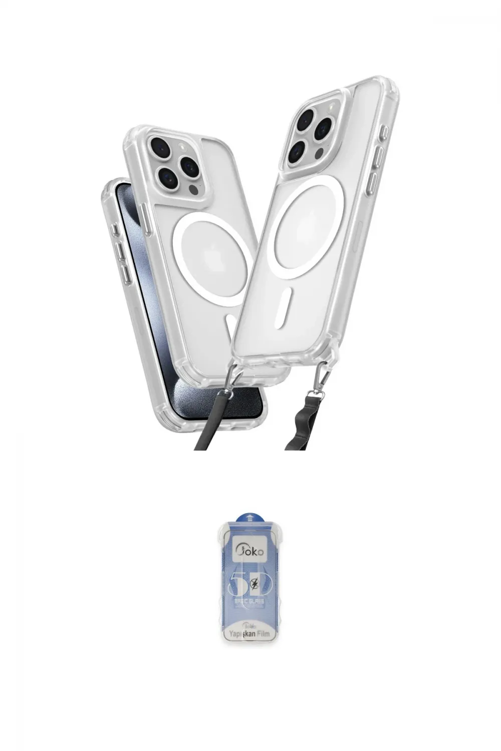 ieg™ iPhone 15 Pro Max Kılıf Atlas Doku Koleksiyonu - Siyah Joko Magic 5D Cam