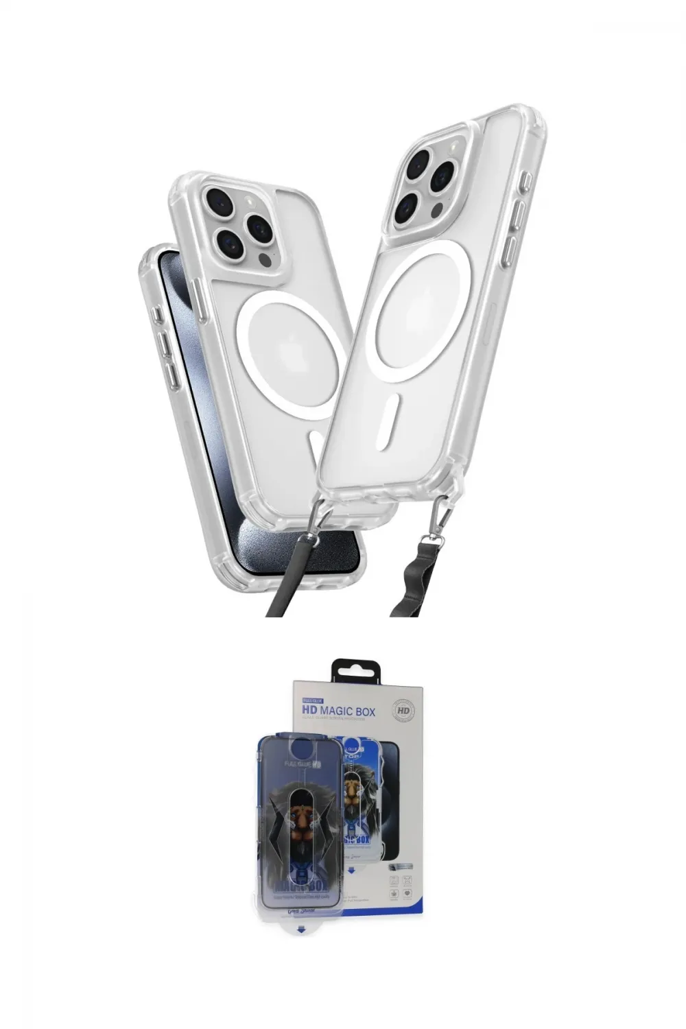 ieg™ iPhone 15 Pro Max Kılıf Atlas Doku Koleksiyonu - Siyah Vanessa Magic Cam