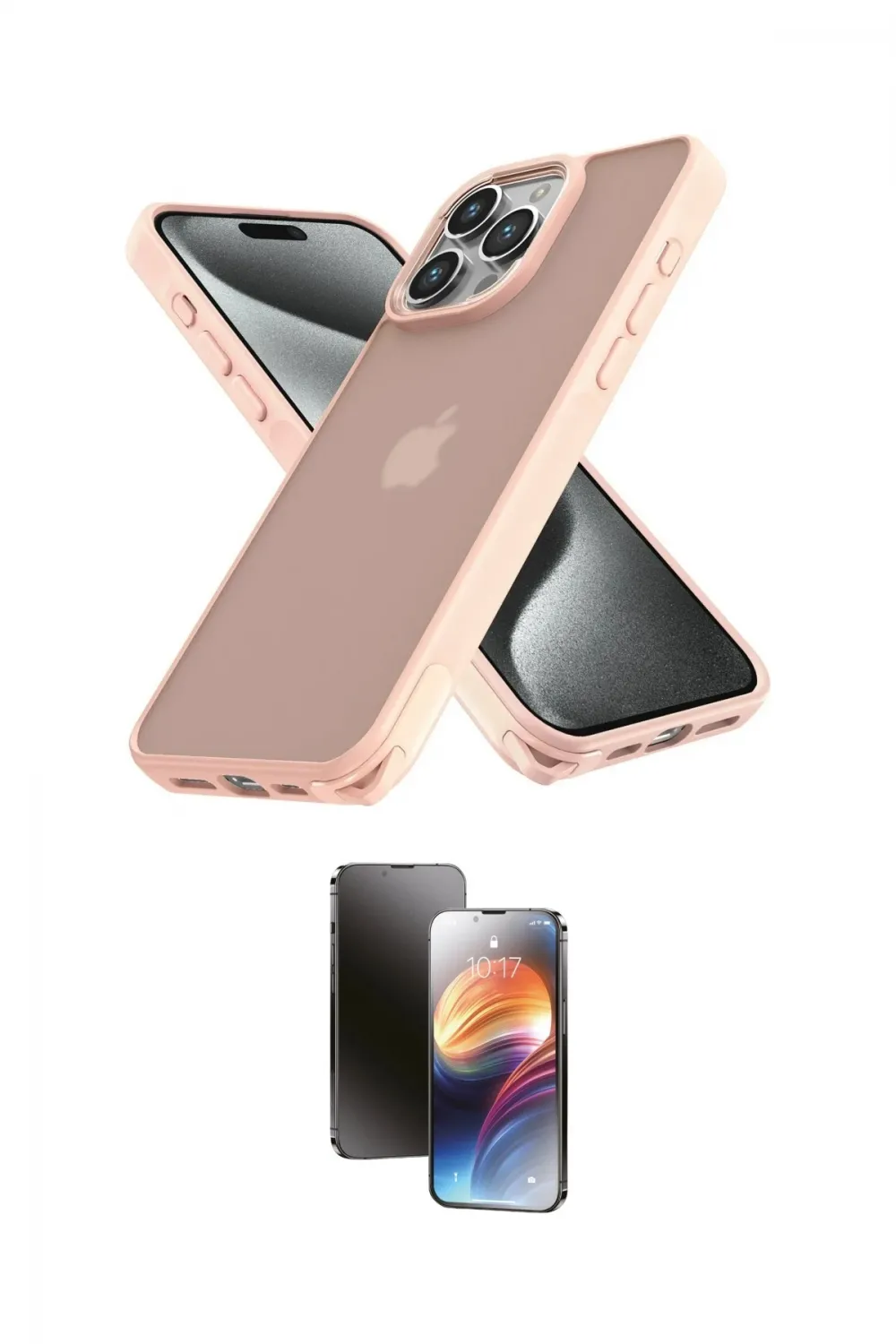 ieg™ iPhone 15 Pro Max Kılıf Atlas Form - Siyah 3D Antistatik Mat Seramik Nano Ekran Koruyucu