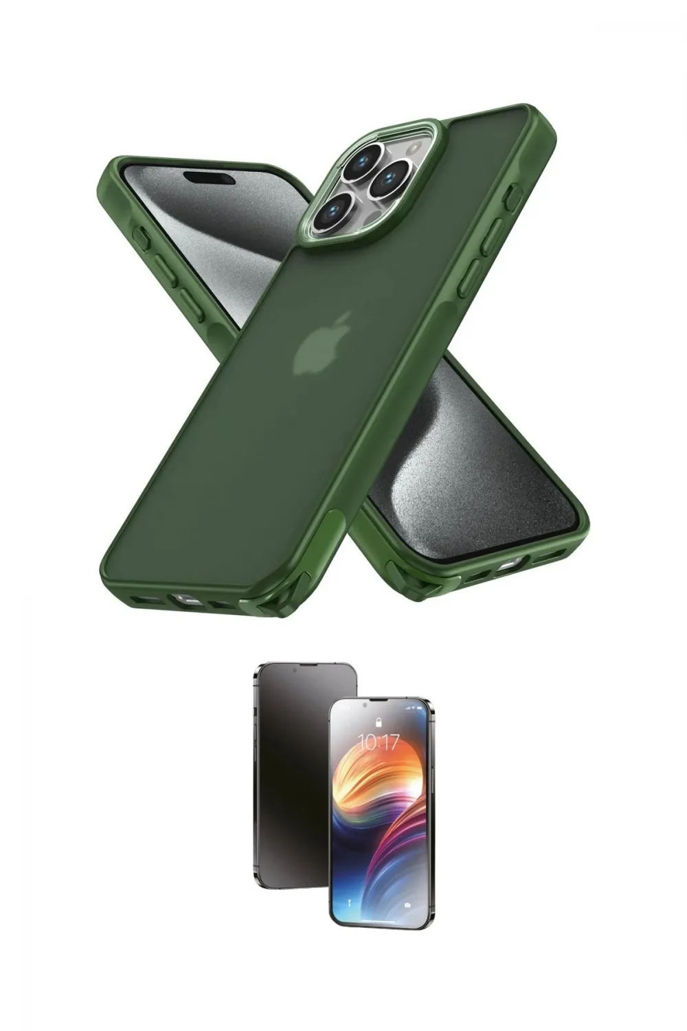 ieg™ iPhone 15 Pro Max Kılıf Atlas Form - Siyah 3D Antistatik Mat Seramik Nano Ekran Koruyucu
