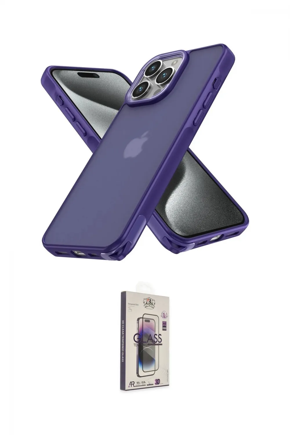 ieg™ iPhone 15 Pro Max Kılıf Atlas Form - Siyah Bilvis 3D Cam Ekran Koruyucu