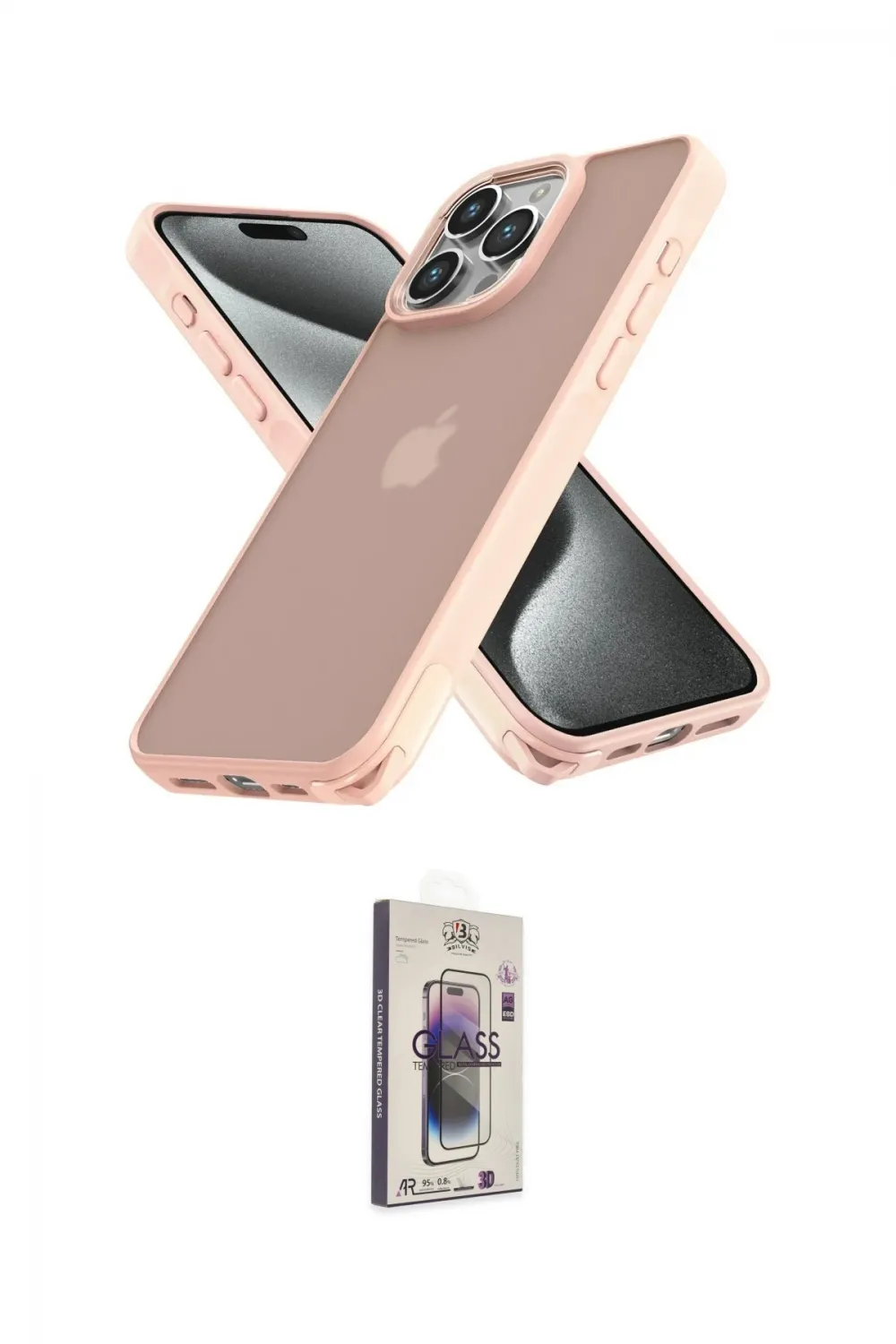 ieg™ iPhone 15 Pro Max Kılıf Atlas Form - Siyah Bilvis 3D Cam Ekran Koruyucu