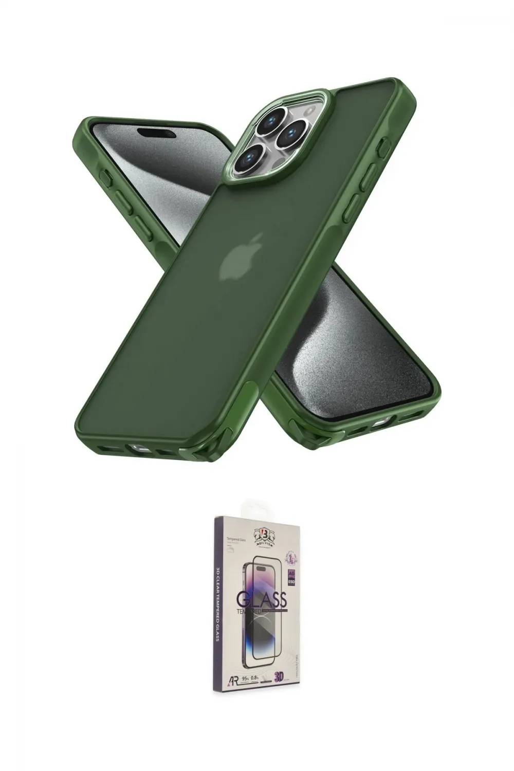 ieg™ iPhone 15 Pro Max Kılıf Atlas Form - Siyah Bilvis 3D Cam Ekran Koruyucu