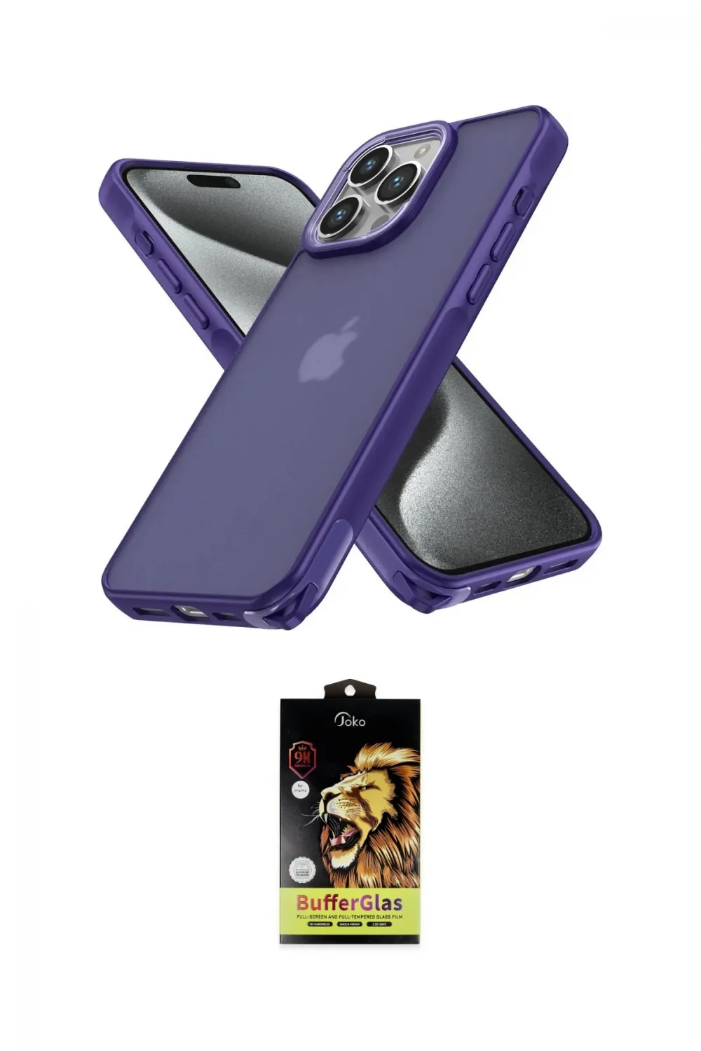 ieg™ iPhone 15 Pro Max Kılıf Atlas Form - Siyah Buffer Cam Ekran Koruyucu