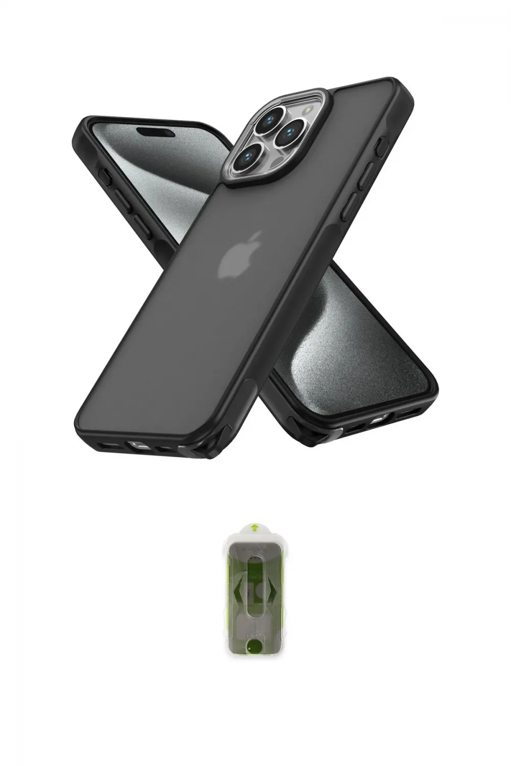 ieg™ iPhone 15 Pro Max Kılıf Atlas Form - Siyah Joko Magic 5D Hayalet Cam