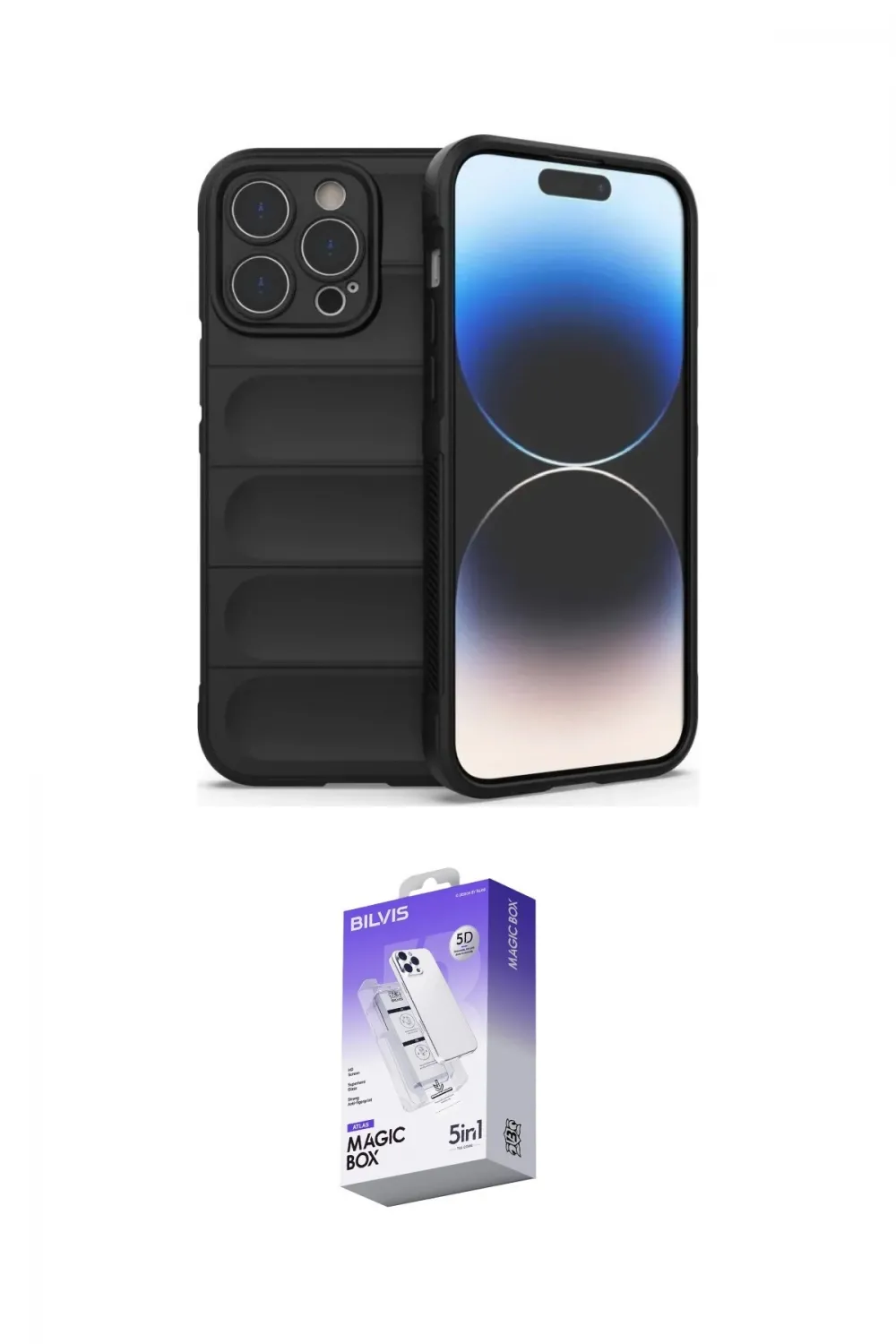 ieg™ iPhone 15 Pro Max Kılıf Atlas Koleksiyonu - Siyah Bilvis 5in1 3D Magic Cam Ekran Koruyucu