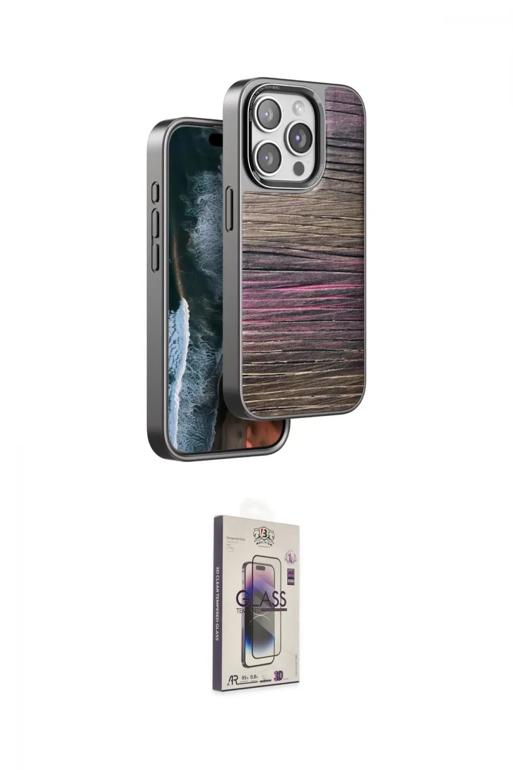 ieg™ iPhone 15 Pro Max Kılıf Atlas Minimal Özel Seri - Siyah Bilvis 3D Cam Ekran Koruyucu
