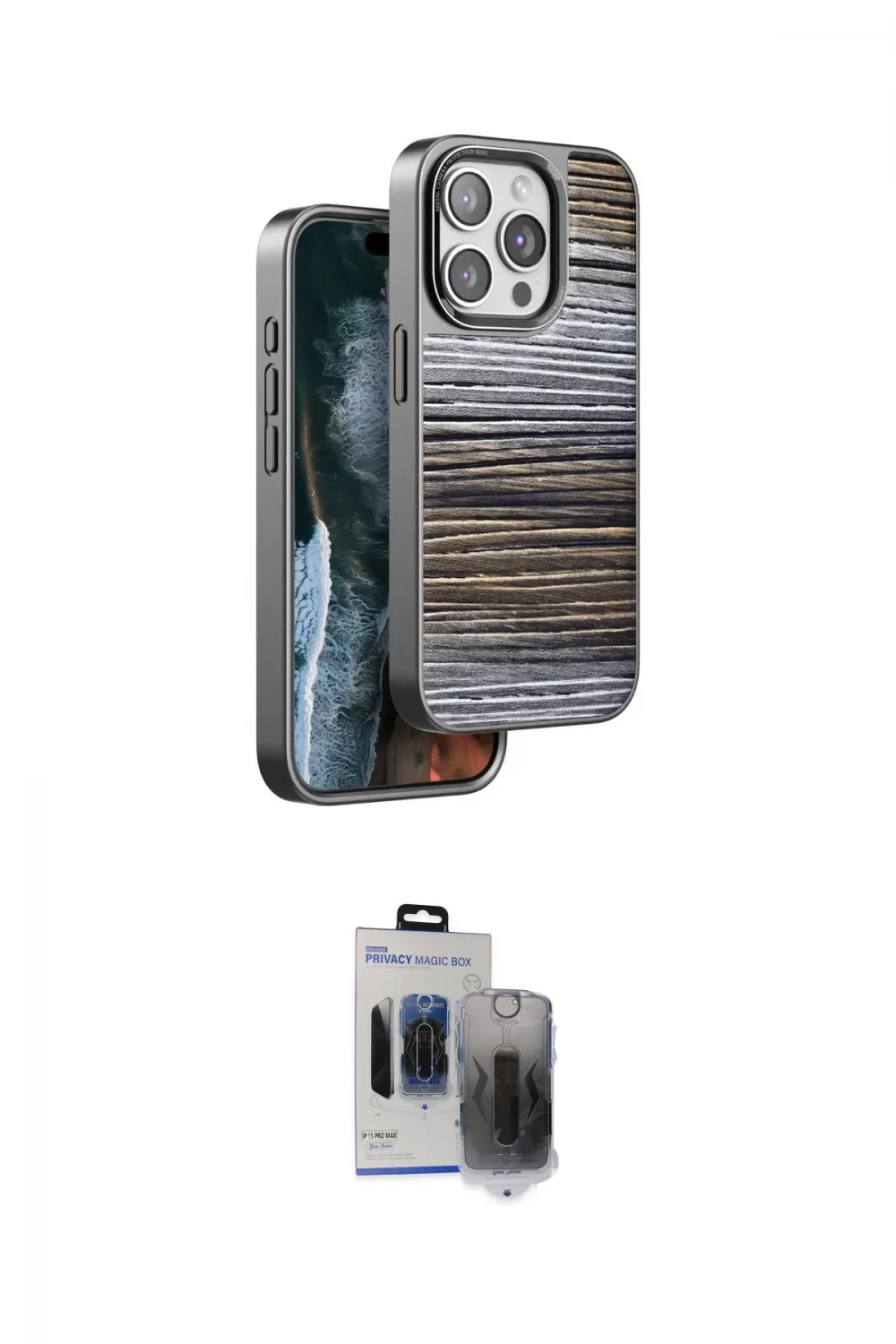 ieg™ iPhone 15 Pro Max Kılıf Atlas Minimal Özel Seri - Siyah Vanessa Magic Hayalet Cam