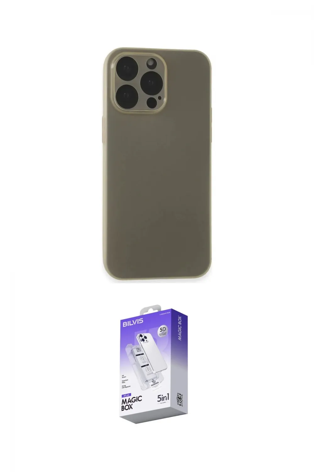 ieg™ iPhone 15 Pro Max Kılıf Atlas Minimal Prime - Siyah Bilvis 5in1 3D Magic Cam Ekran Koruyucu