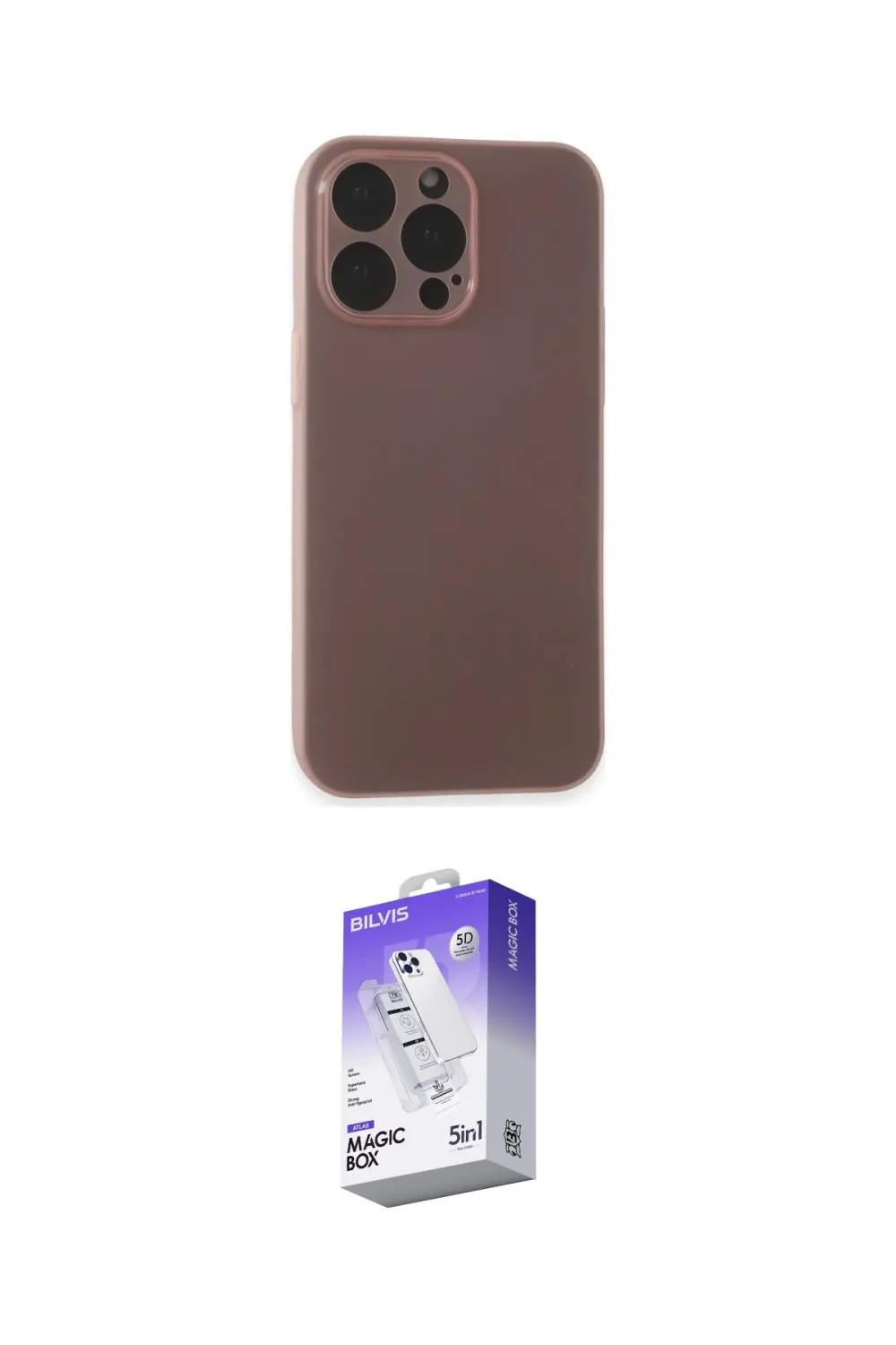 ieg™ iPhone 15 Pro Max Kılıf Atlas Minimal Prime - Siyah Bilvis 5in1 3D Magic Cam Ekran Koruyucu