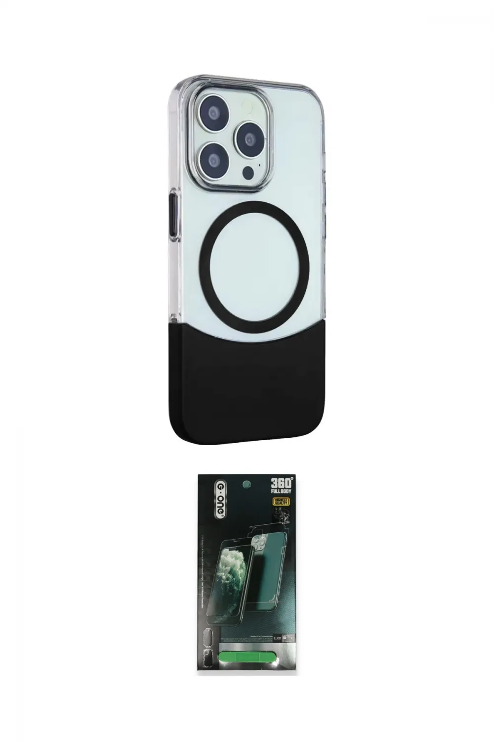 ieg™ iPhone 15 Pro Max Kılıf Çekirdek Asil Özel Seri - Şeffaf 360 Full Body Arka Koruyucu