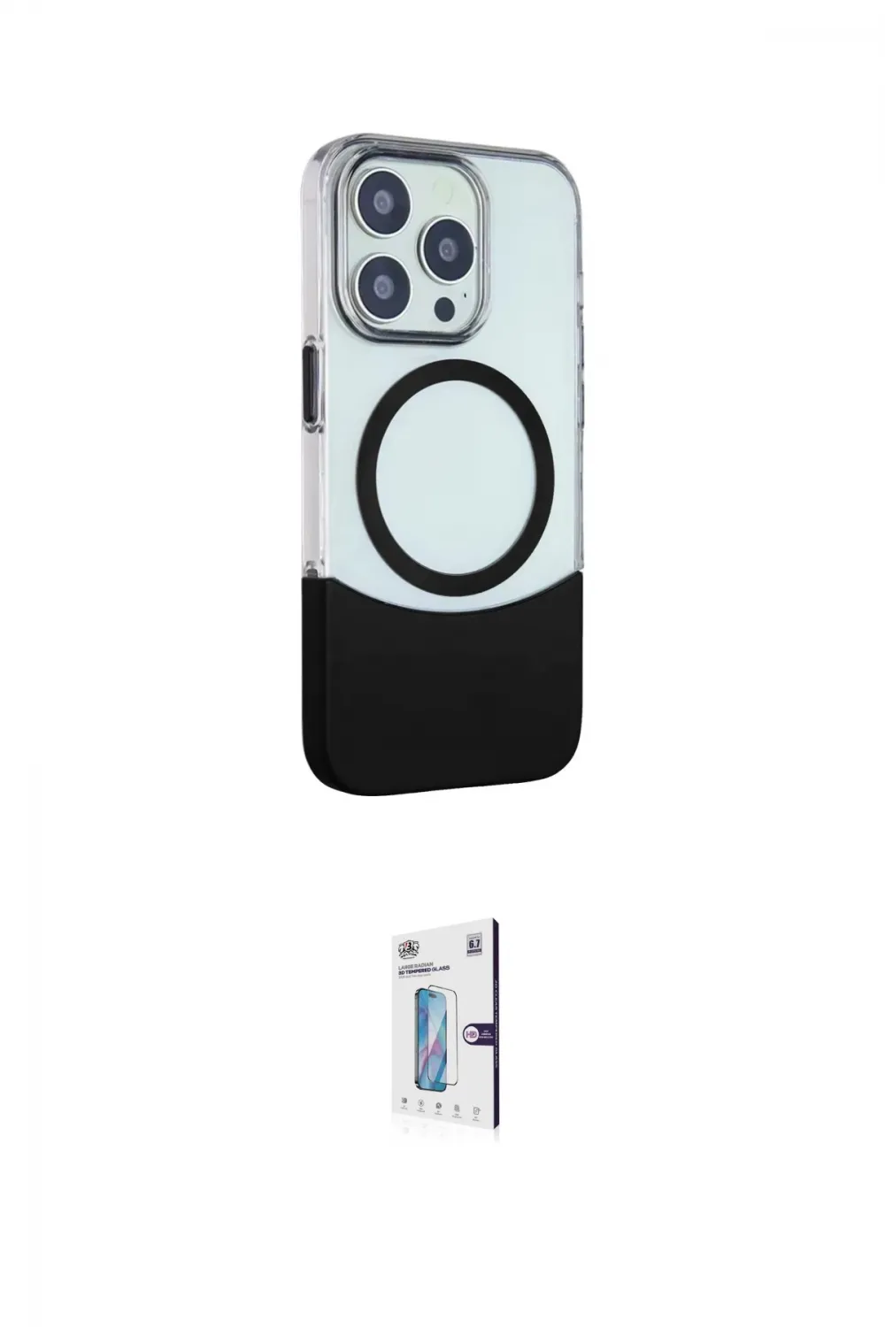 ieg™ iPhone 15 Pro Max Kılıf Çekirdek Asil Özel Seri - Siyah Bilvis 0.18mm Plus Cam Ekran Koruyucu