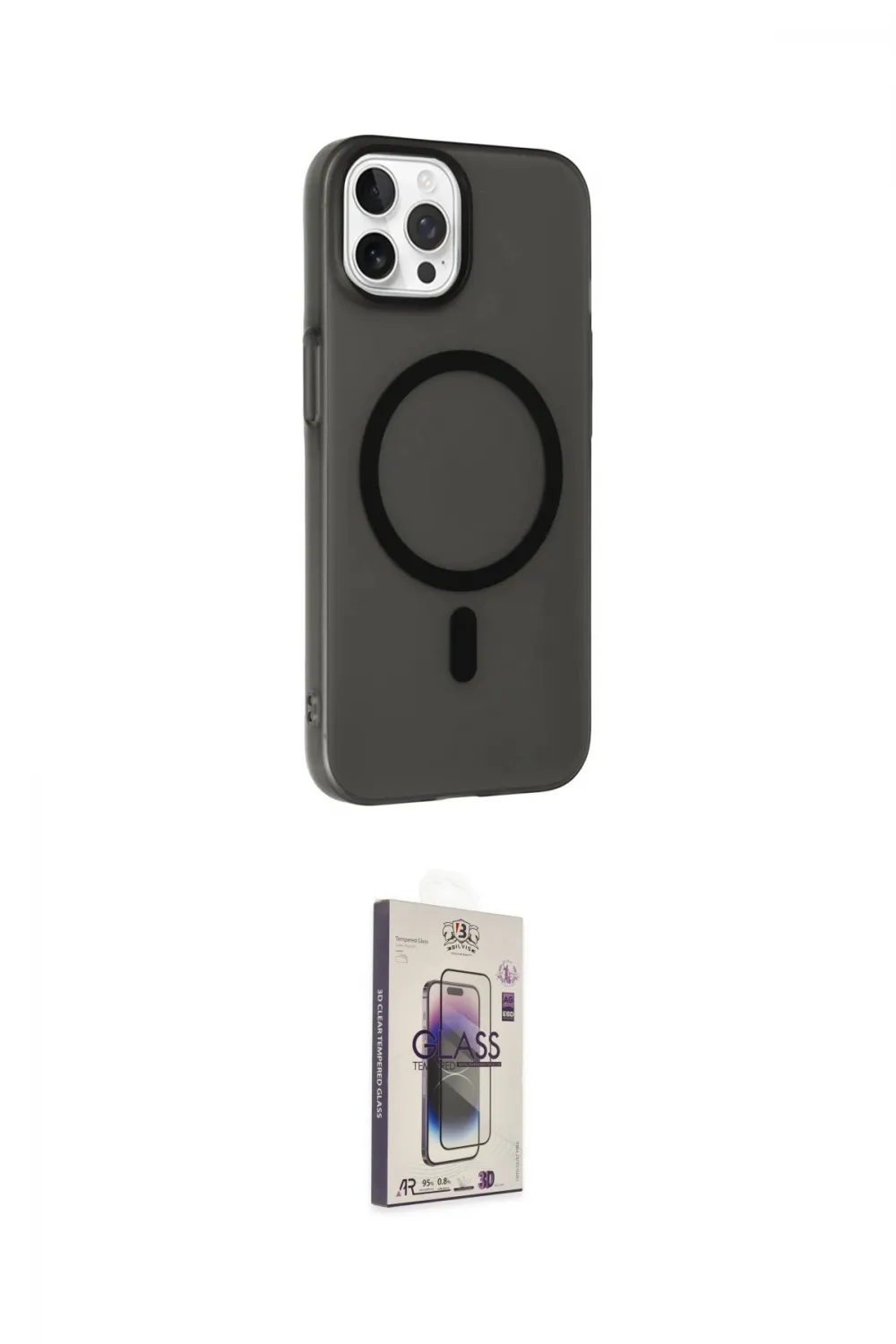 ieg™ iPhone 15 Pro Max Kılıf Çekirdek Modern Prime - Siyah Bilvis 3D Cam Ekran Koruyucu