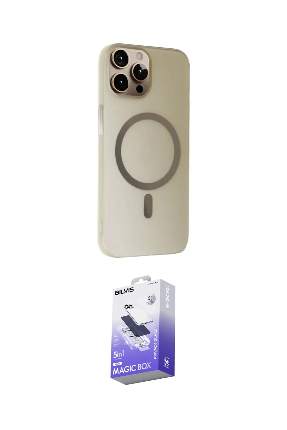 ieg™ iPhone 15 Pro Max Kılıf Çekirdek Modern Prime - Siyah Bilvis 5in1 5D Magic Hayalet Cam Ekran Koruyucu