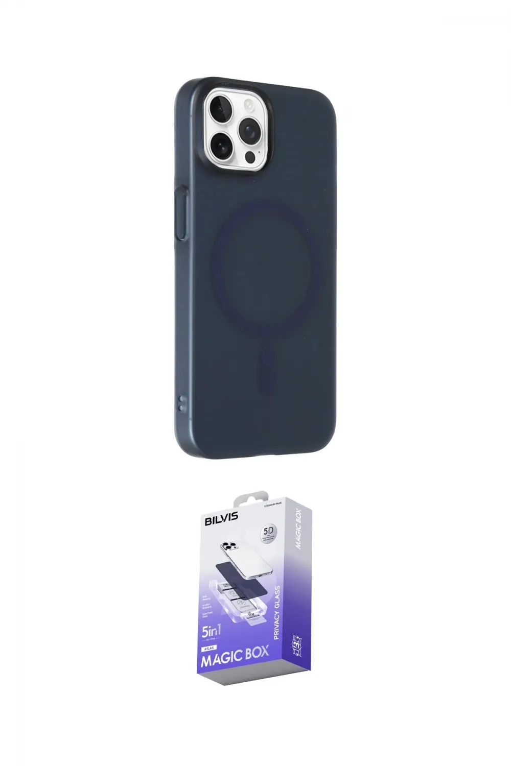 ieg™ iPhone 15 Pro Max Kılıf Çekirdek Modern Prime - Siyah Bilvis 5in1 5D Magic Hayalet Cam Ekran Koruyucu