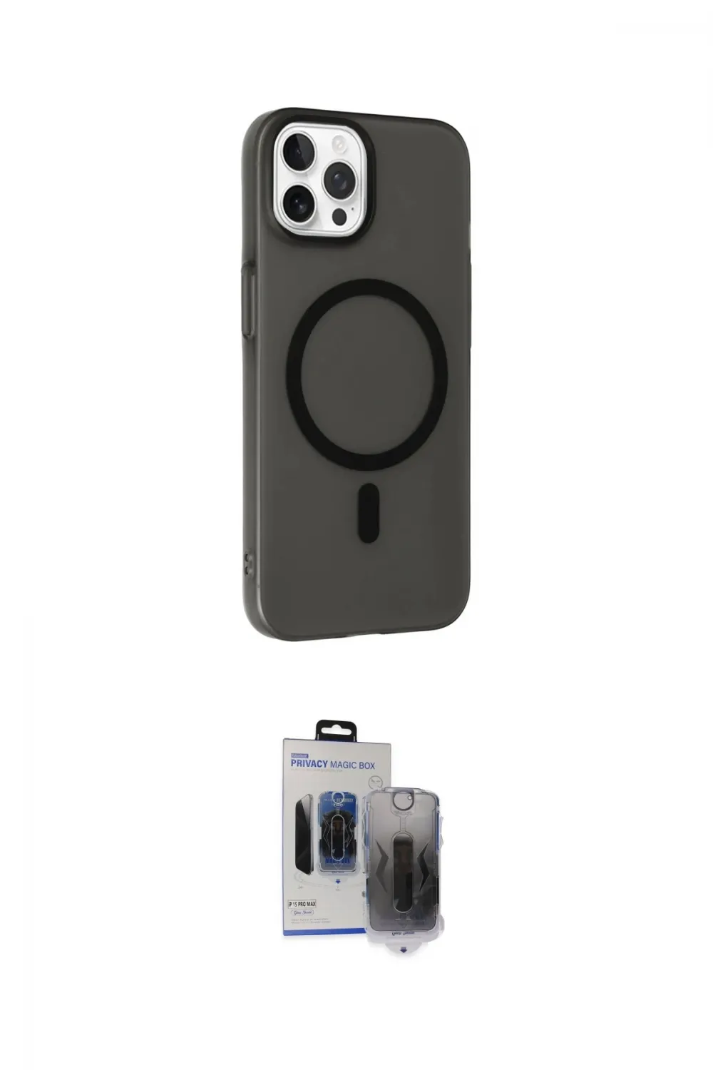 ieg™ iPhone 15 Pro Max Kılıf Çekirdek Modern Prime - Siyah Vanessa Magic Hayalet Cam