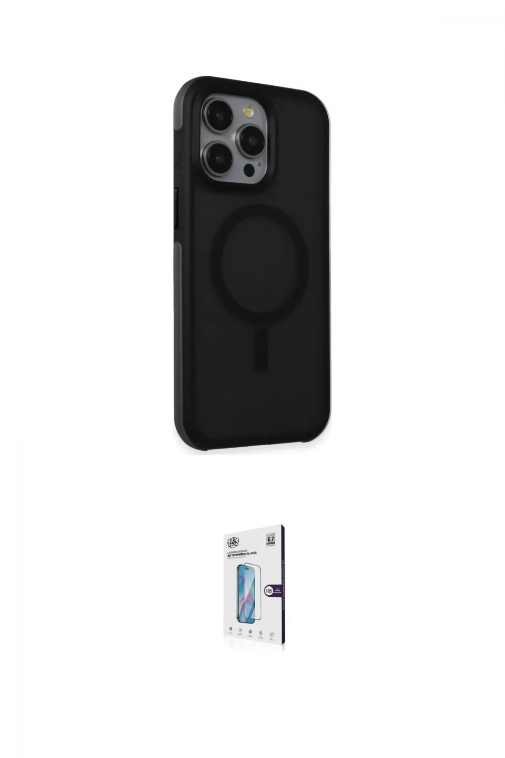 ieg™ iPhone 15 Pro Max Kılıf Çekirdek Yansıma Prime - Siyah Bilvis 0.18mm Plus Cam Ekran Koruyucu