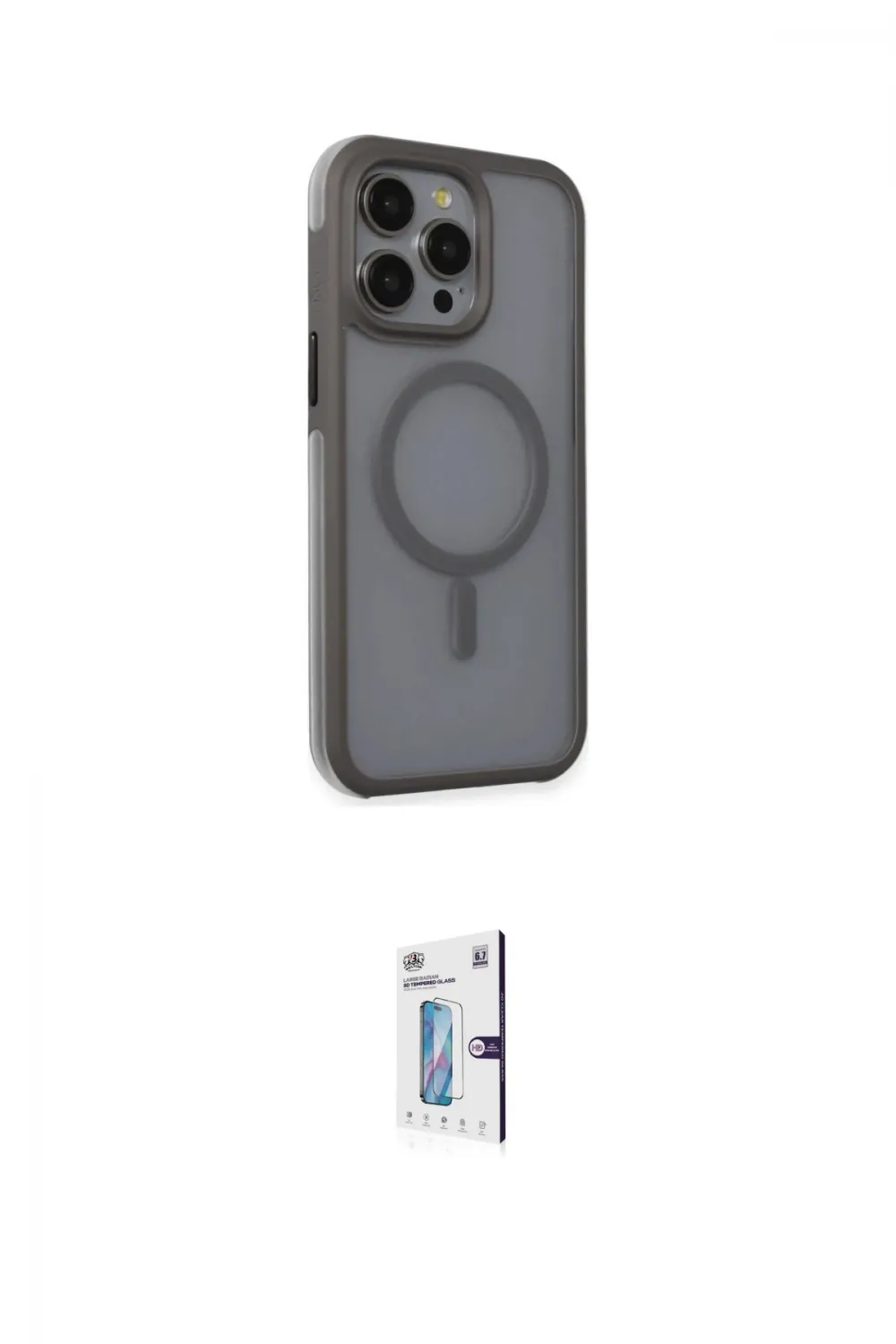 ieg™ iPhone 15 Pro Max Kılıf Çekirdek Yansıma Prime - Siyah Bilvis 0.18mm Plus Cam Ekran Koruyucu
