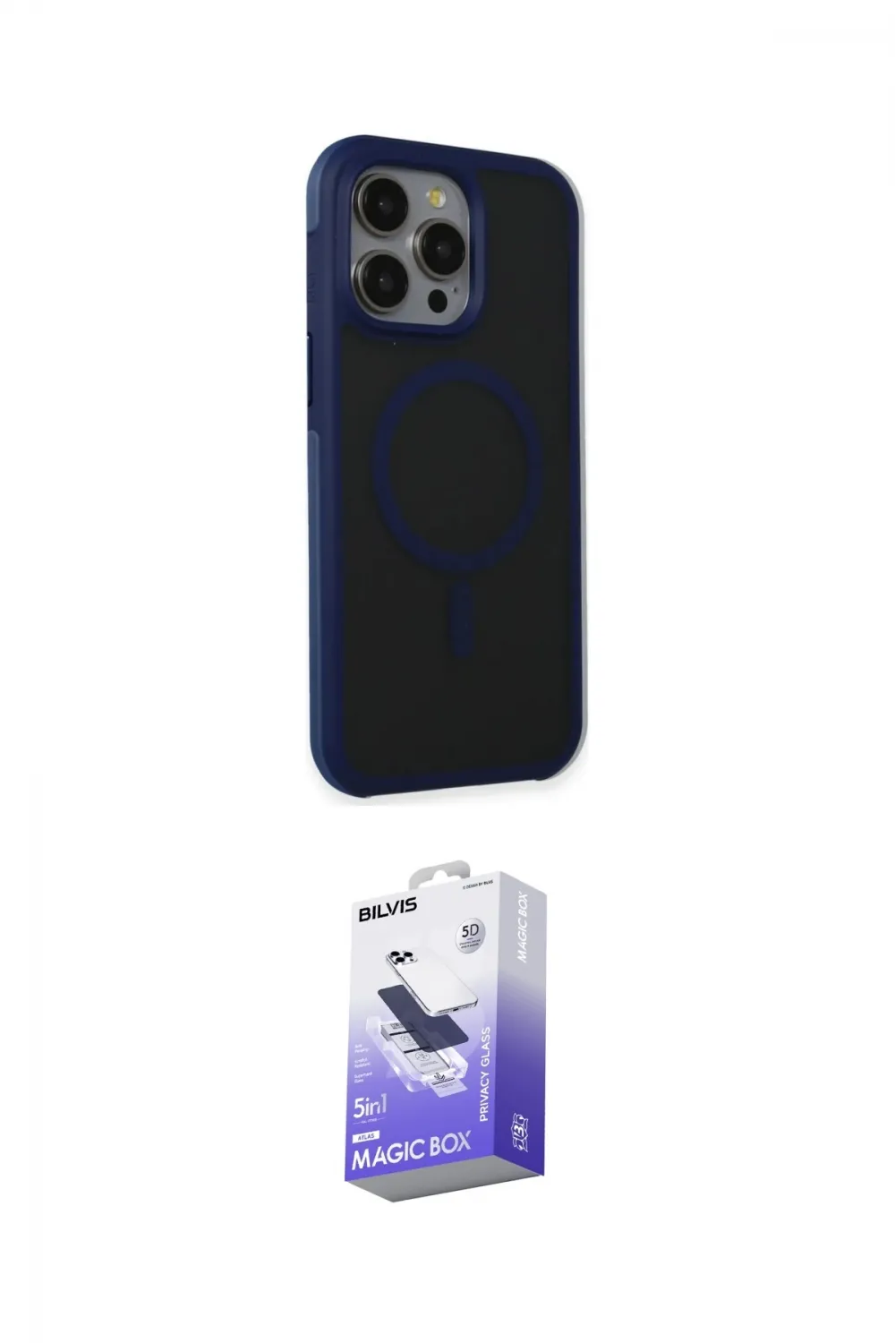 ieg™ iPhone 15 Pro Max Kılıf Çekirdek Yansıma Prime - Siyah Bilvis 5in1 5D Magic Hayalet Cam Ekran Koruyucu