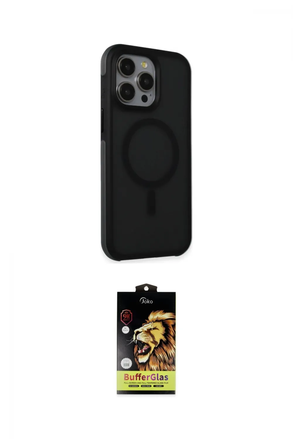 ieg™ iPhone 15 Pro Max Kılıf Çekirdek Yansıma Prime - Siyah Buffer Cam Ekran Koruyucu